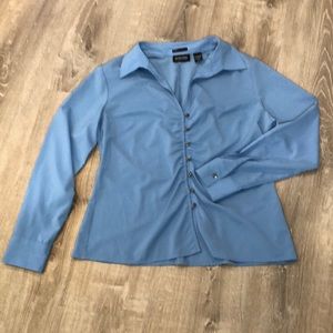 Blue New York and Company city stretch blouse, 18 SOLD